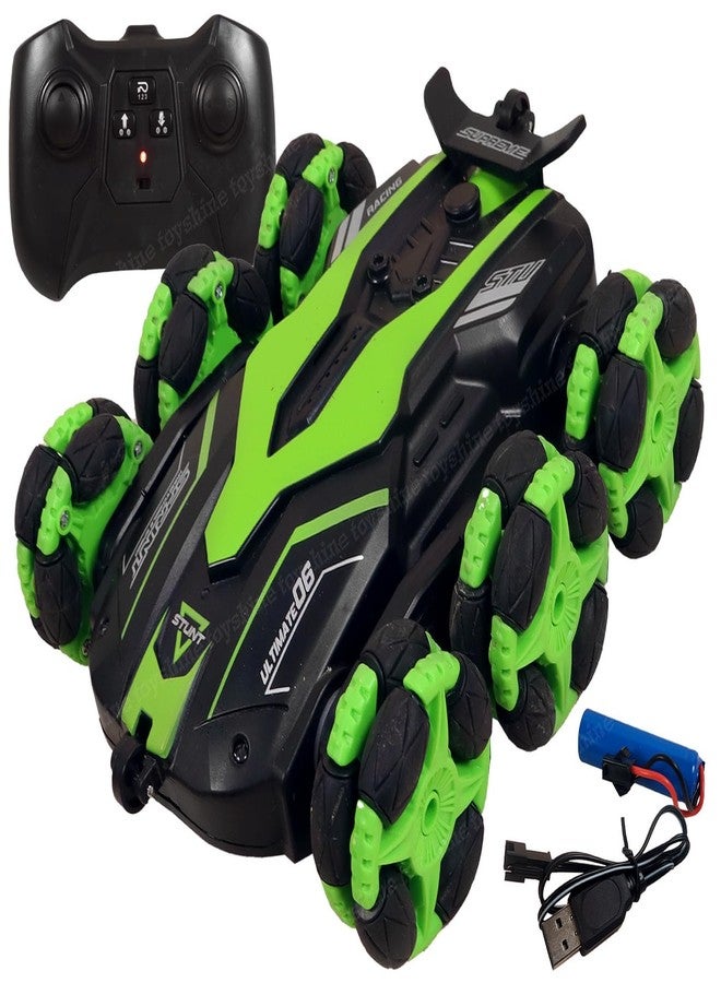 توي شاين سيارة توي شاين بست عجلات، قابلة للدوران 360 درجة، تعمل بجهاز تحكم عن بعد، قابلة لإعادة الشحن، ذات ذراع متأرجح، قابلة للتشوه، للطرق الوعرة، بتردد 2.4 جيجاهرتز - أخضر - Image 1